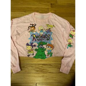 Nickelodeon, women's 90's Rugrat''s graphic cut cropped long sleeve shirt sz XL